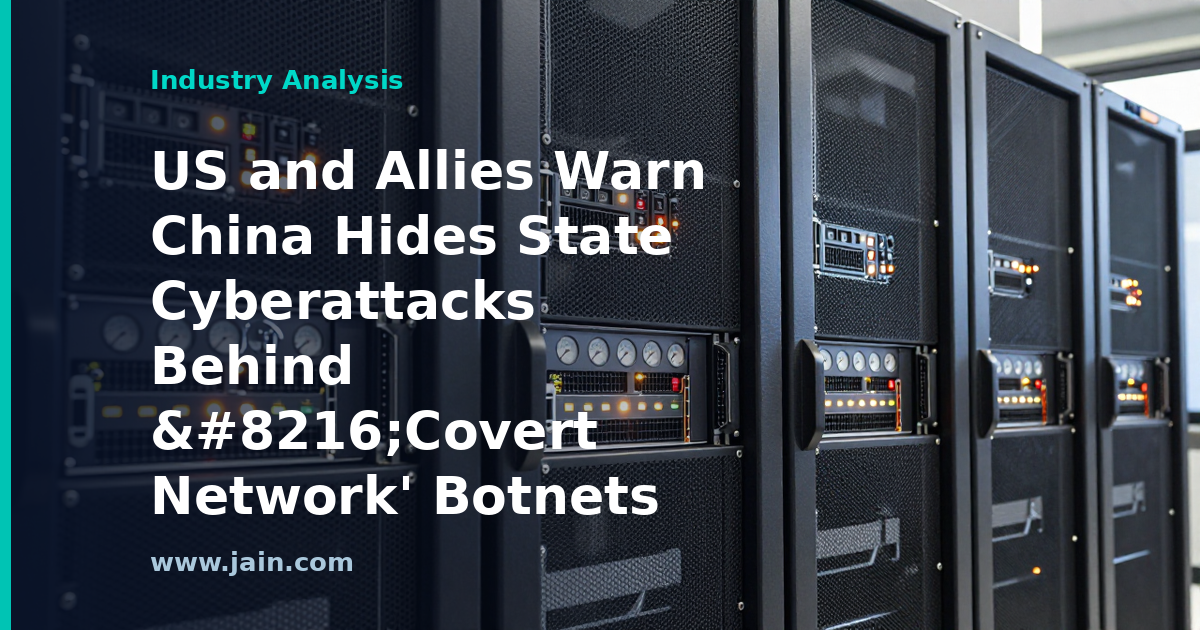 Covert network botnet concept: compromised routers relaying China-linked state cyberattacks worldwide