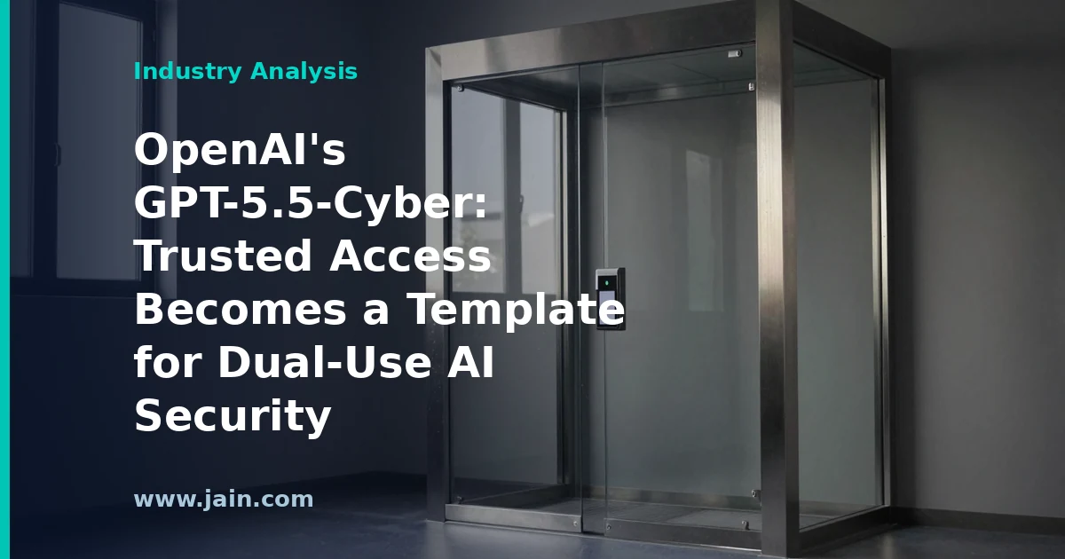 Illustration of OpenAI GPT-5.5-Cyber trusted-access gating for dual-use AI security tools