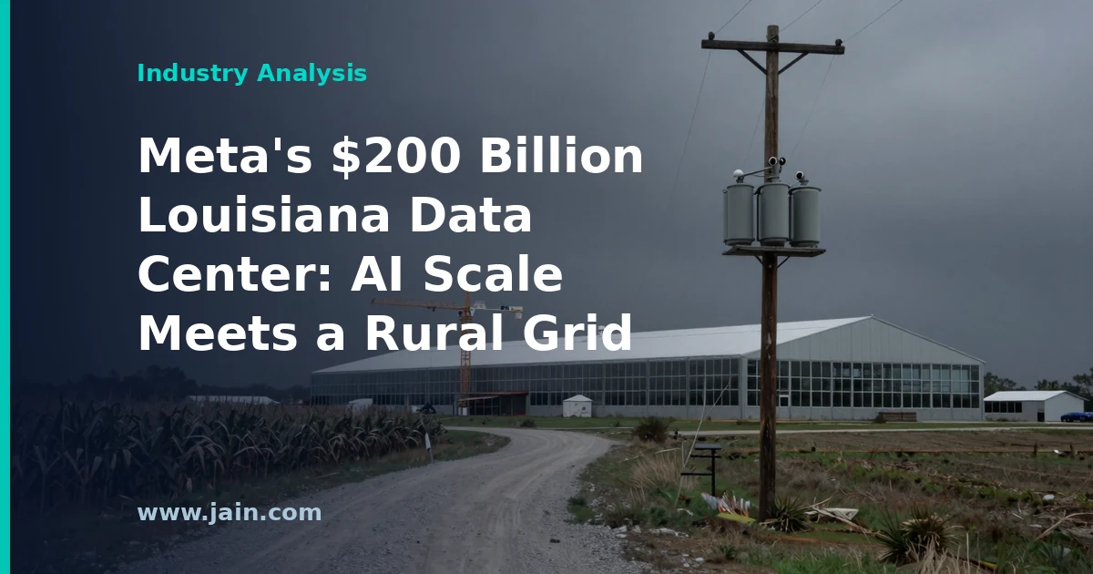 Massive Meta AI data center campus rising over rural Louisiana farmland