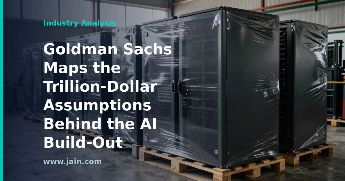 AI build-out assumptions: data center rows, power lines, and chips behind trillion-dollar forecasts