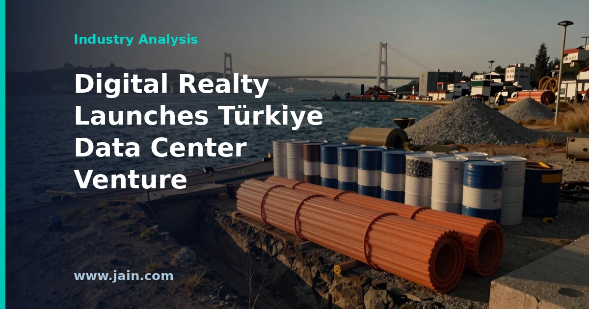 Digital Realty data center joint venture in Türkiye with Istanbul skyline and server infrastructure