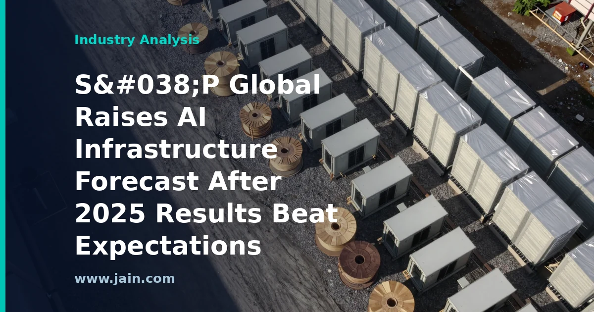 Rows of data center servers symbolizing S&P Global's upgraded AI infrastructure forecast