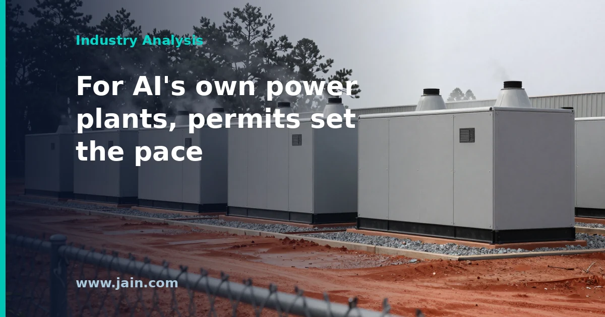 Rows of generator engines at the VoltaGrid data center power plant site in Covington, Georgia, subject of permit violation notices
