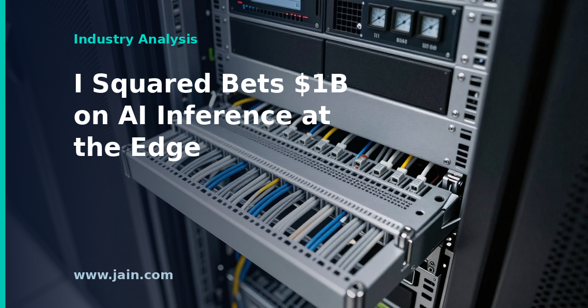 Edge data center servers with US map, illustrating I Squared's $1B AI inference colocation platform