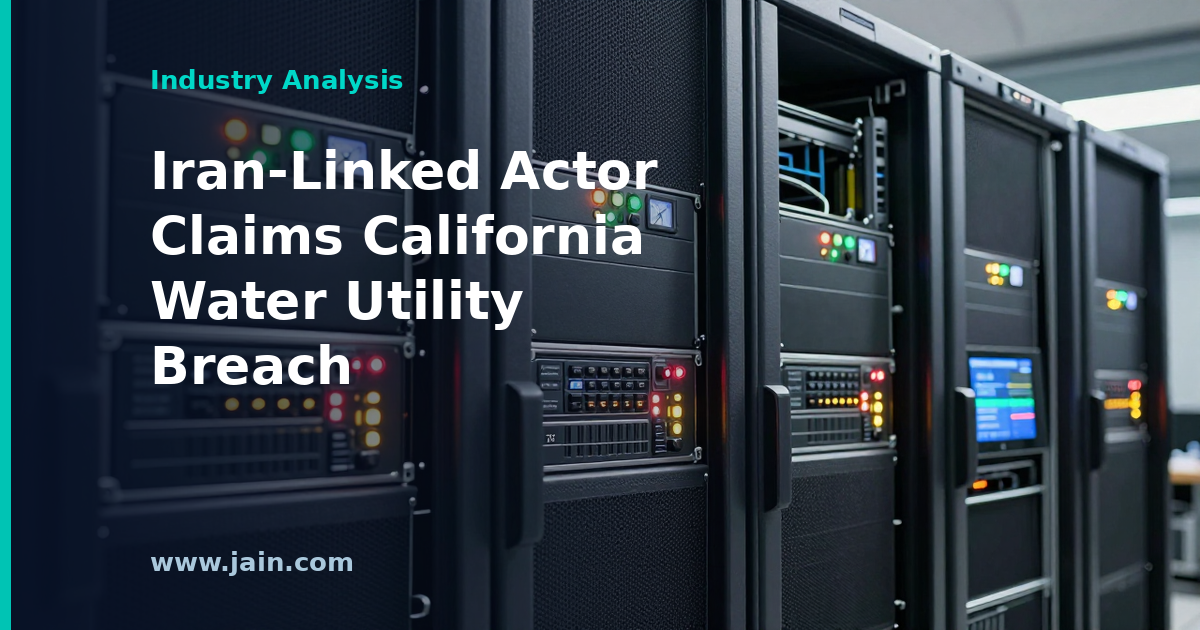 Water treatment facility control room illustrating a California water utility cybersecurity breach claim