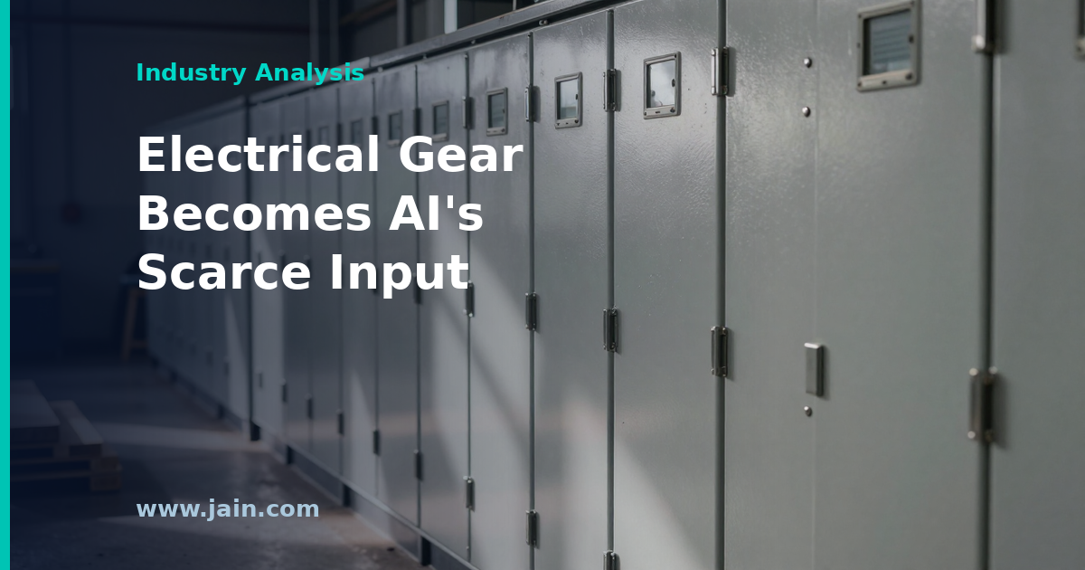 Rows of modular medium-voltage switchgear in an AI data center power room