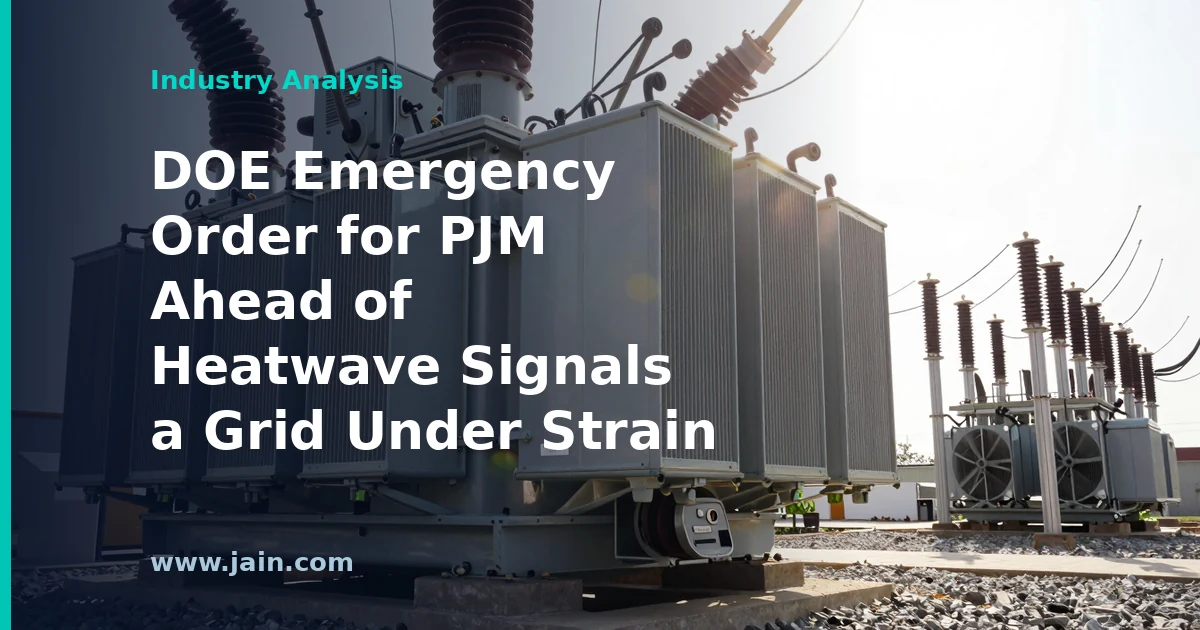 High-voltage transmission lines under a blazing summer sun, PJM grid emergency ahead of heatwave