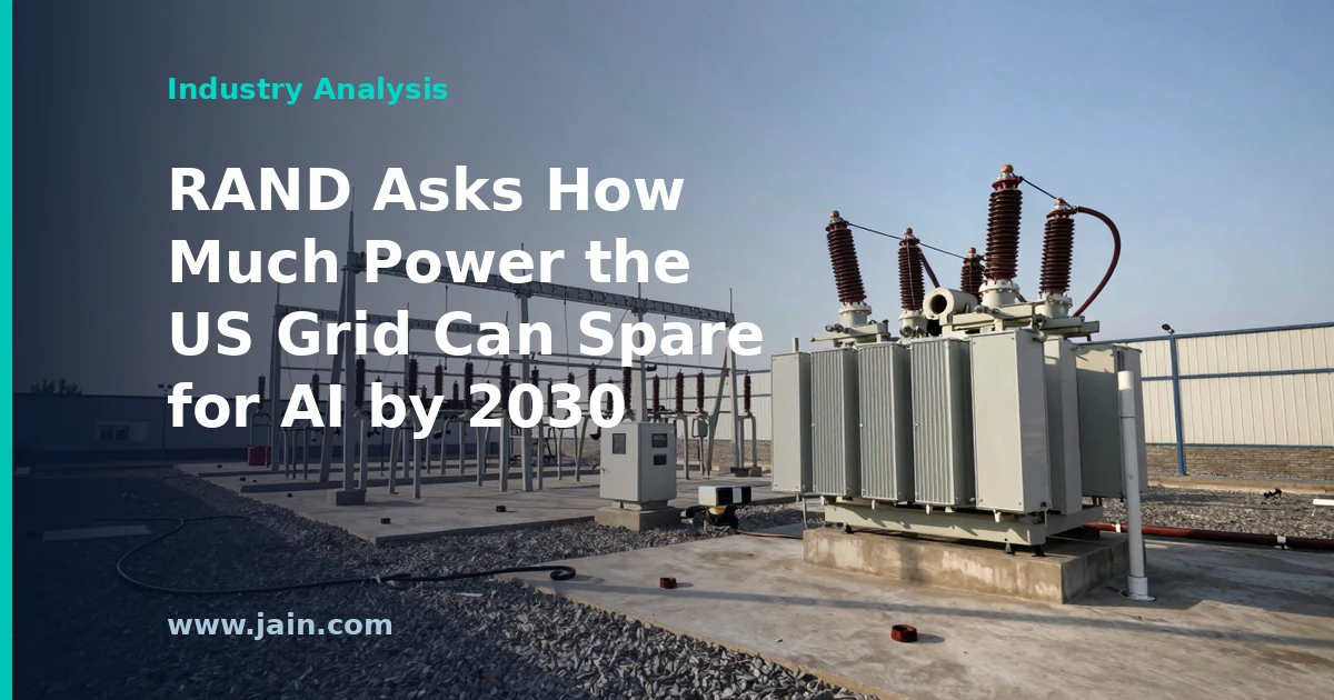 US power grid transmission lines feeding AI data centers, illustrating 2030 grid capacity question