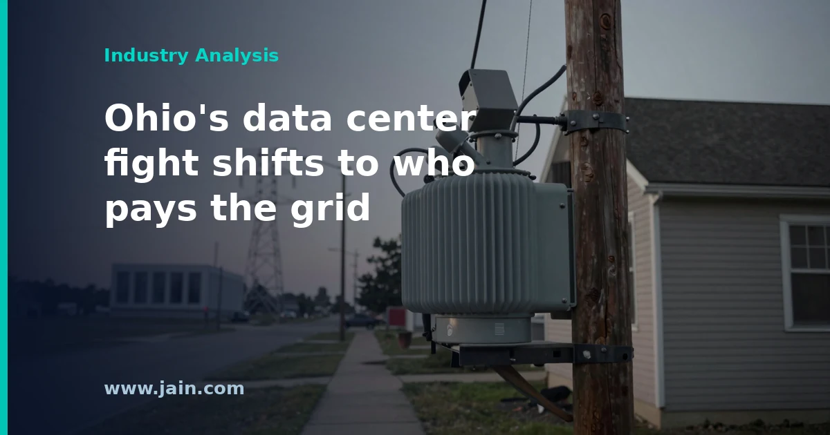 Ohio data center construction site as the Senate weighs a bill on data center tax breaks and grid costs