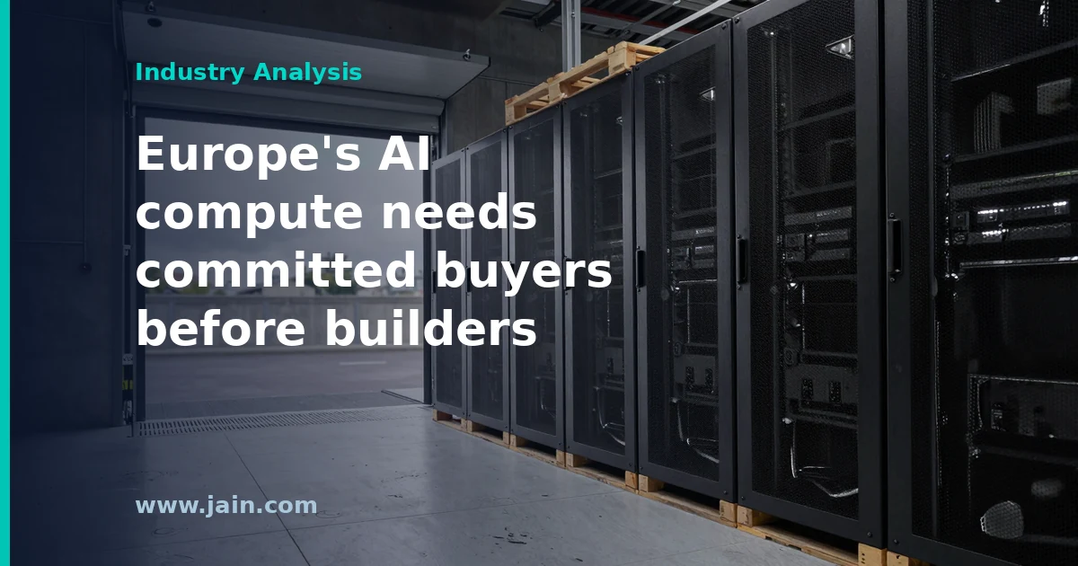 European AI data center under construction with server racks, illustrating Mistral's 1 GW sovereign compute plan and European Compute Units