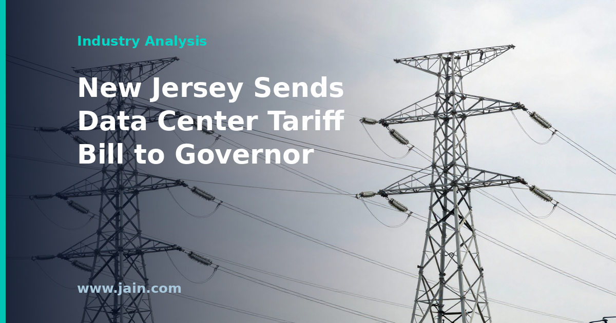 New Jersey statehouse and power lines symbolizing the data center tariff bill sent to the governor