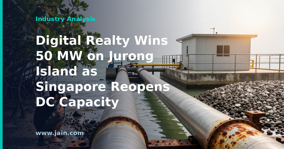 Singapore data center on industrial Jurong Island representing Digital Realty's 50 MW AI capacity award