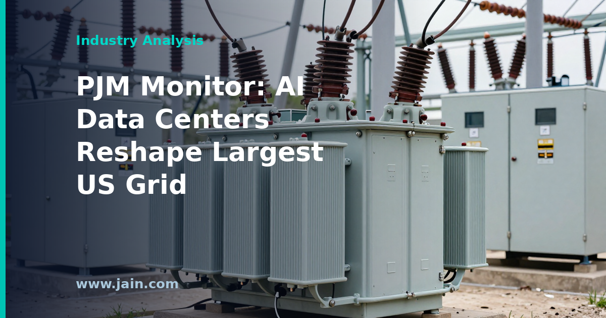 High-voltage transmission lines feeding AI data centers across the PJM power grid region