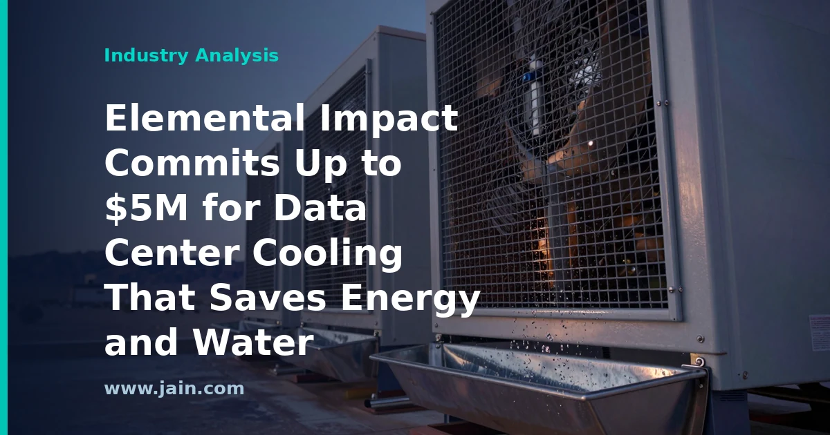 Data center cooling infrastructure illustrating $5M Elemental Impact funding for energy and water savings
