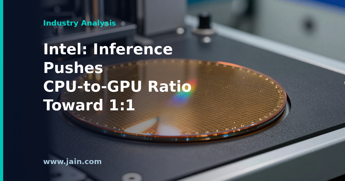 AI data center server racks illustrating the CPU-to-GPU ratio shift from 1:8 toward 1:1