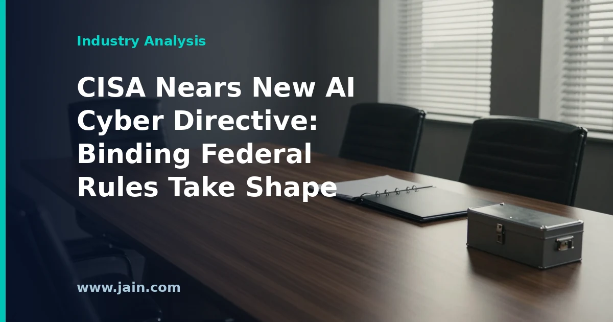 Federal government building with digital AI circuit overlay representing a CISA AI security directive