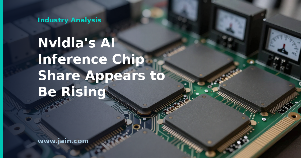 Nvidia GPU accelerators in a data center rack, symbolizing rising AI inference chip market share