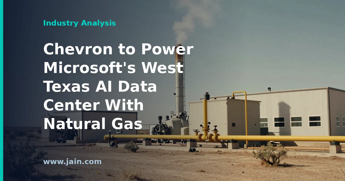 Natural-gas power plant beside an AI data center campus on the West Texas plains at dusk