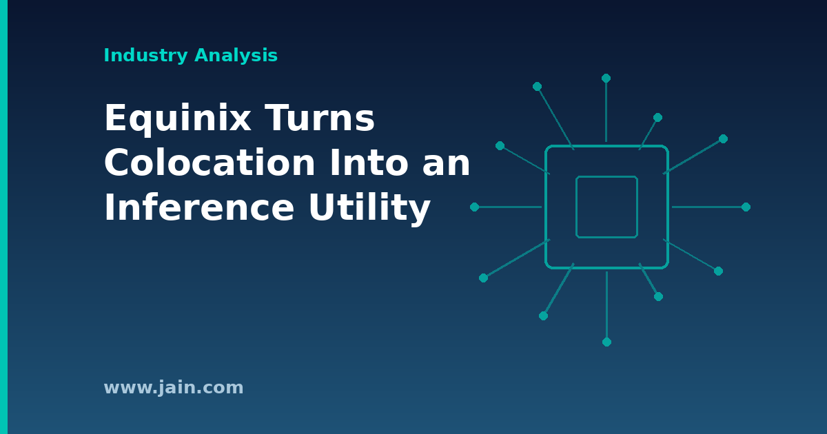 Equinix Inference Exchange concept: AI inference servers in a metro colocation data center aisle