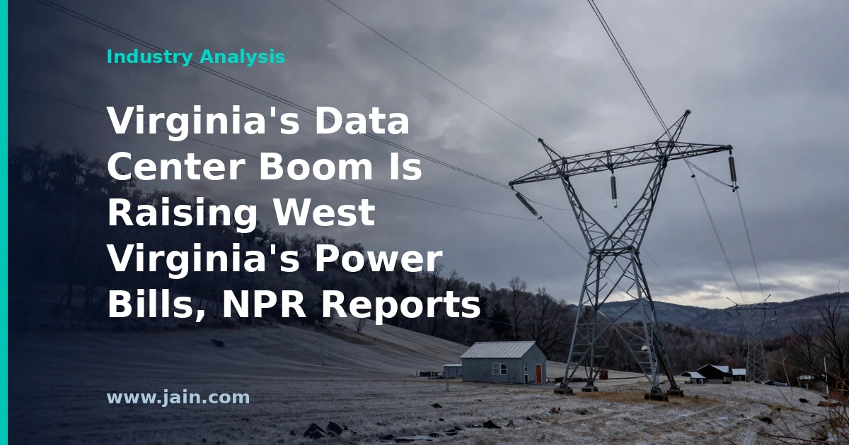 Power transmission lines carrying data center electricity costs from Virginia toward West Virginia
