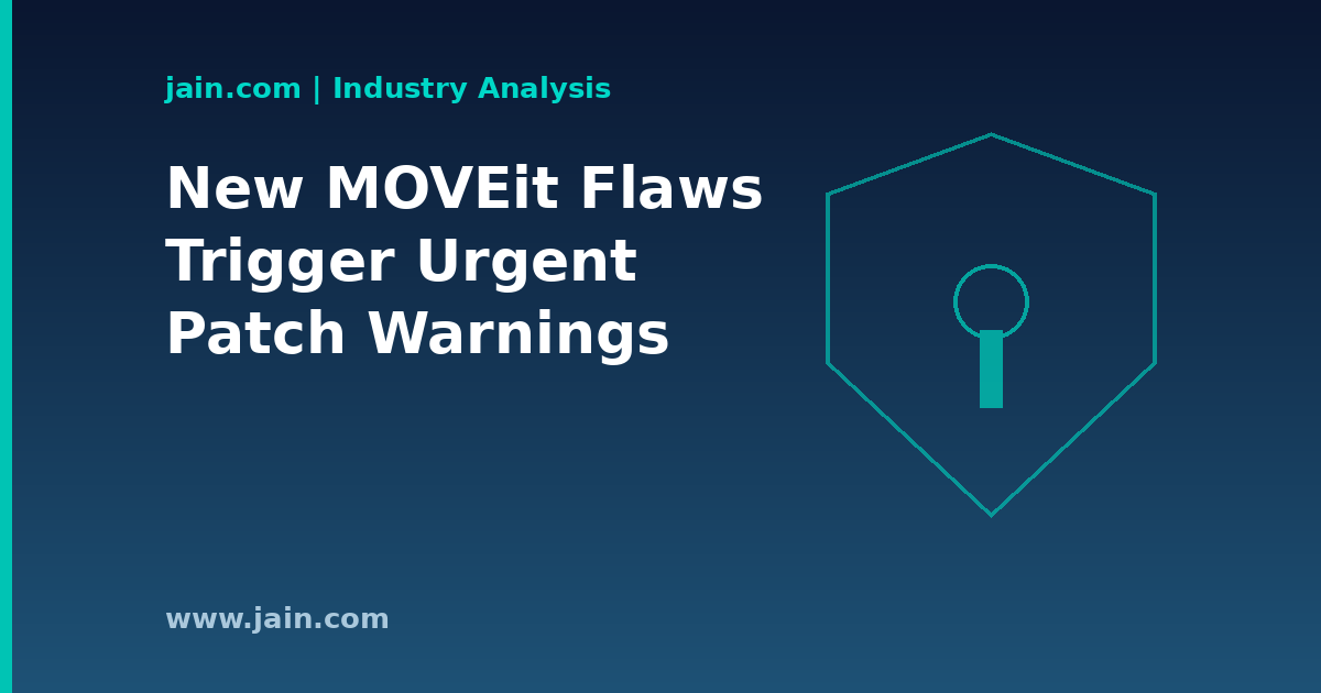 MOVEit file-transfer server with warning symbol illustrating urgent vulnerability patch alert
