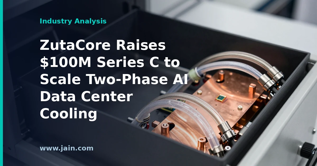 Two-phase liquid cooling loops on AI data center server racks after ZutaCore's $100M Series C