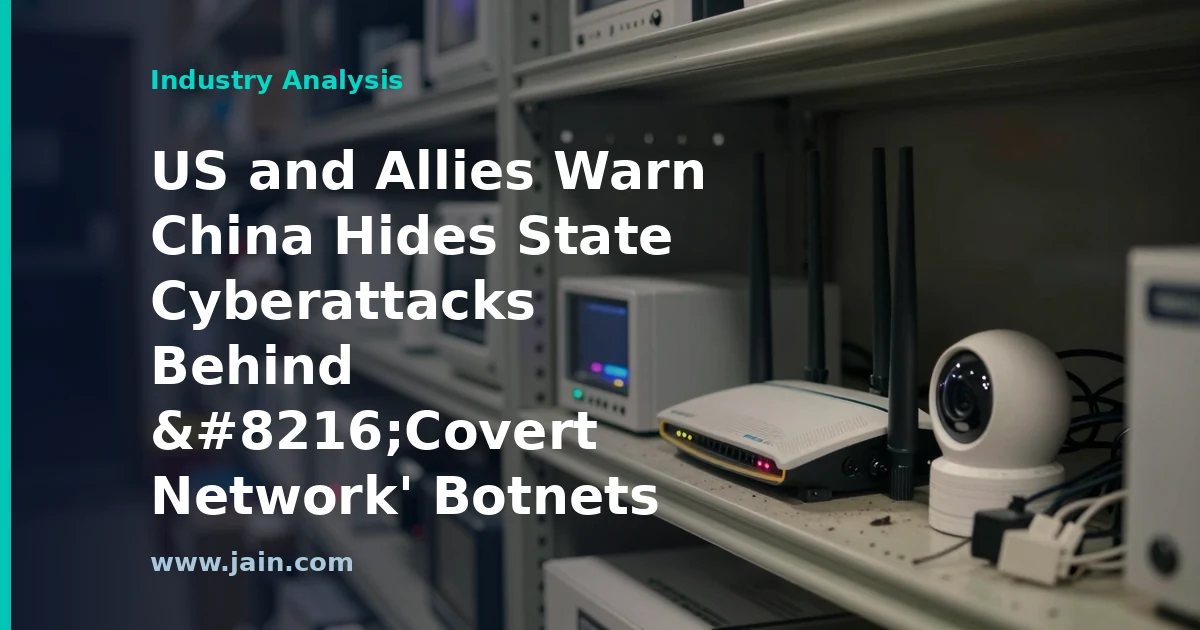 Covert network botnet concept: compromised routers relaying China-linked state cyberattacks worldwide