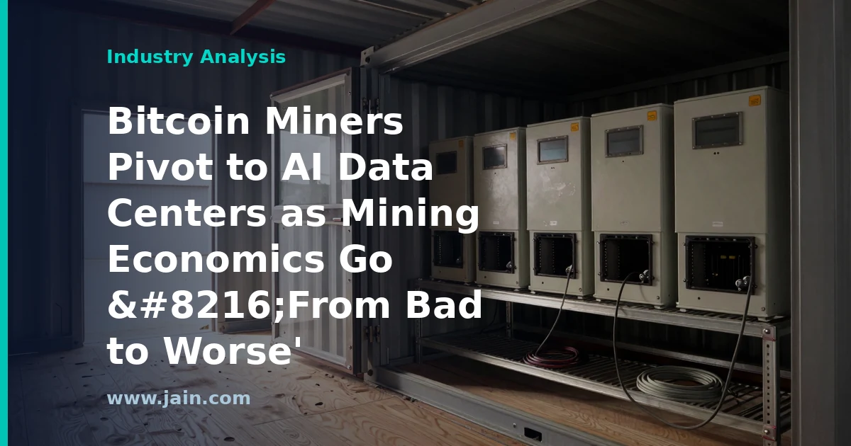 Bitcoin mining facility converting to an AI data center, with power substation in view