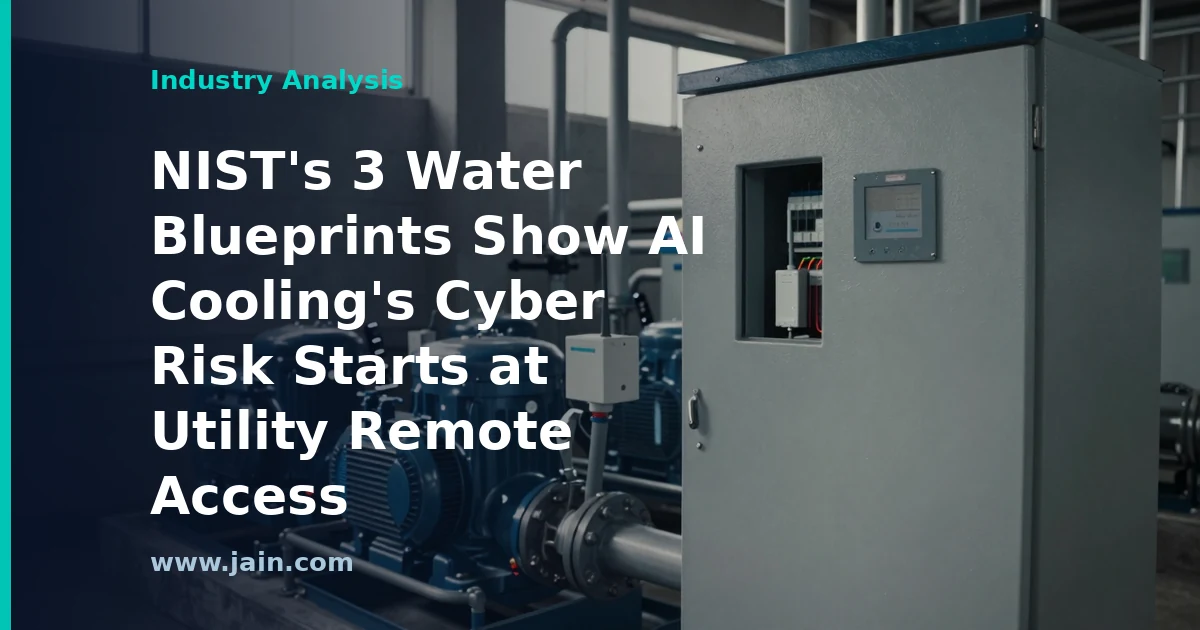 Water utility pump station control room illustrating NIST SP 1800-45 remote access security and data center cooling risk