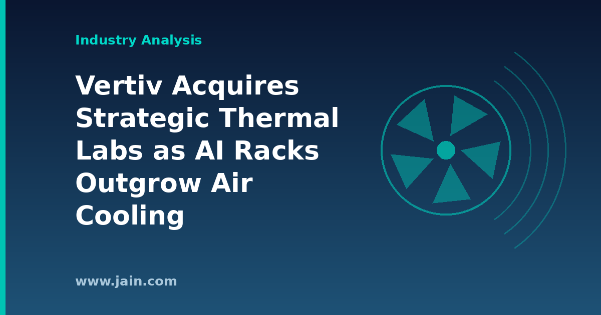Liquid cooling pipes and cold plates on AI server racks after Vertiv's Strategic Thermal Labs acquisition