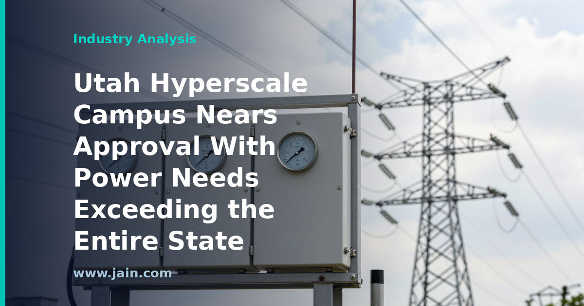 Hyperscale data center campus in Utah desert with dedicated power generation infrastructure