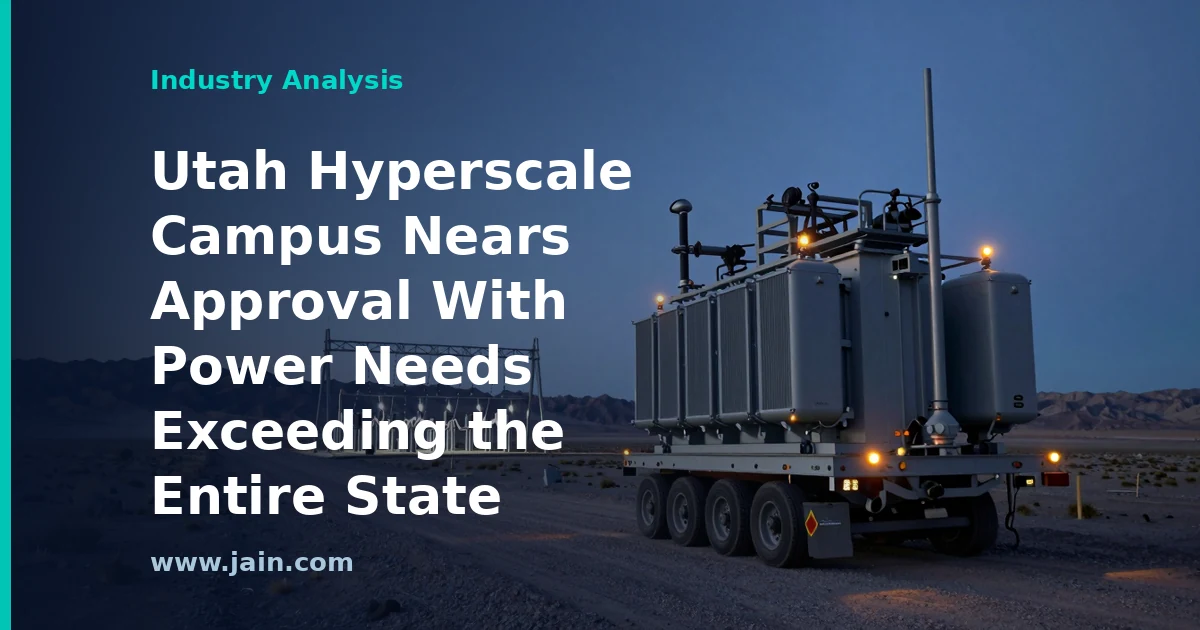 Hyperscale data center campus in Utah desert with dedicated power generation infrastructure