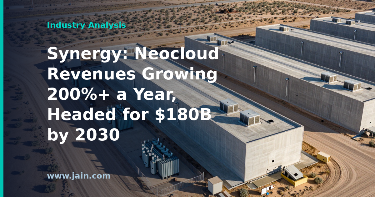Racks of GPU servers in a neocloud data center powering AI cloud revenue growth toward $180 billion