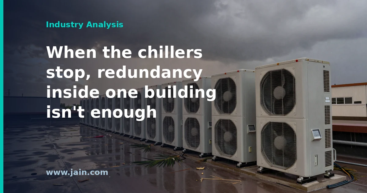 Rooftop chillers at a Phoenix data center after the storm-driven cooling failure that caused the Namecheap outage