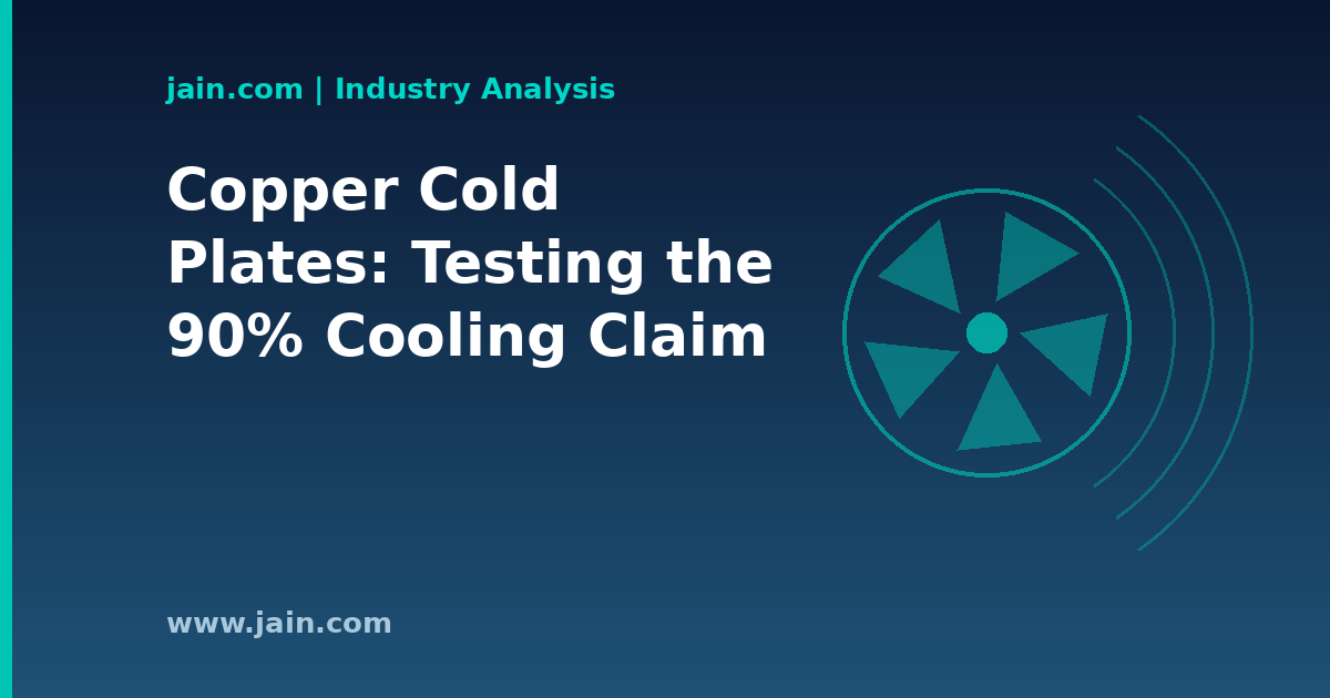 Copper cold plate with liquid cooling channels mounted on a data center server chip