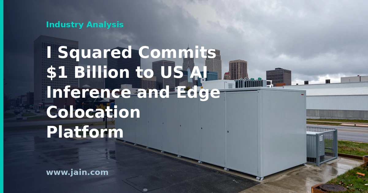 Edge data center servers with US map, illustrating I Squared's $1B AI inference colocation platform