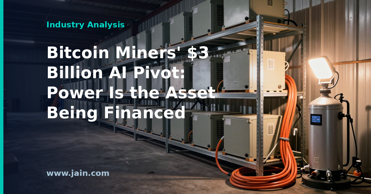 High-voltage power lines feeding a bitcoin mining site converting into an AI data center