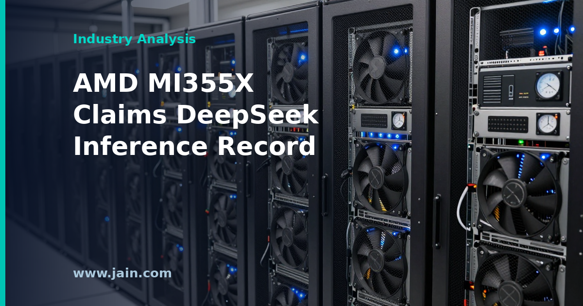 AMD Instinct MI355X GPU accelerator card representing record DeepSeek AI inference performance