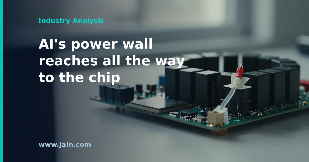 Navitas Semiconductor Claros integrated voltage regulator delivering power directly beneath an AI processor on a server board