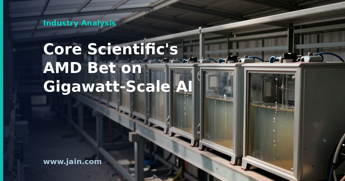 Multi-gigawatt AI data center campus with high-voltage substation, illustrating Core Scientific's AMD partnership