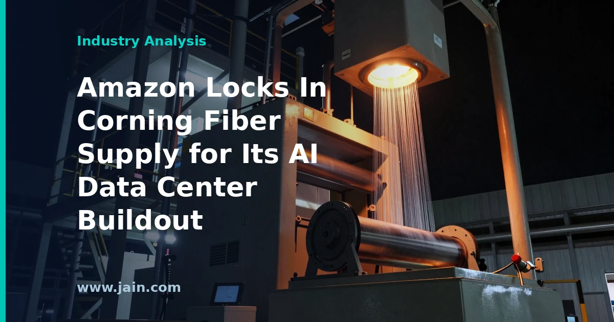 Spools of optical fiber cable at a manufacturing plant, representing the Amazon-Corning fiber optics deal