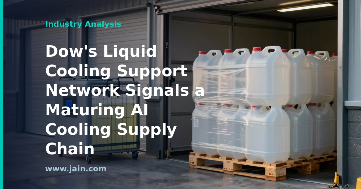 Liquid cooling pipes and cold plates on AI data centre server racks, Dow support network