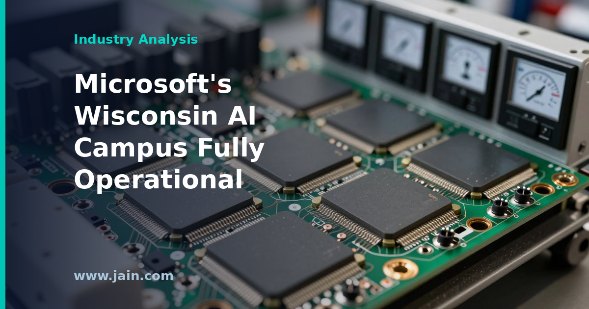 Microsoft AI data center campus in Mount Pleasant, Wisconsin, fully operational hyperscale facility