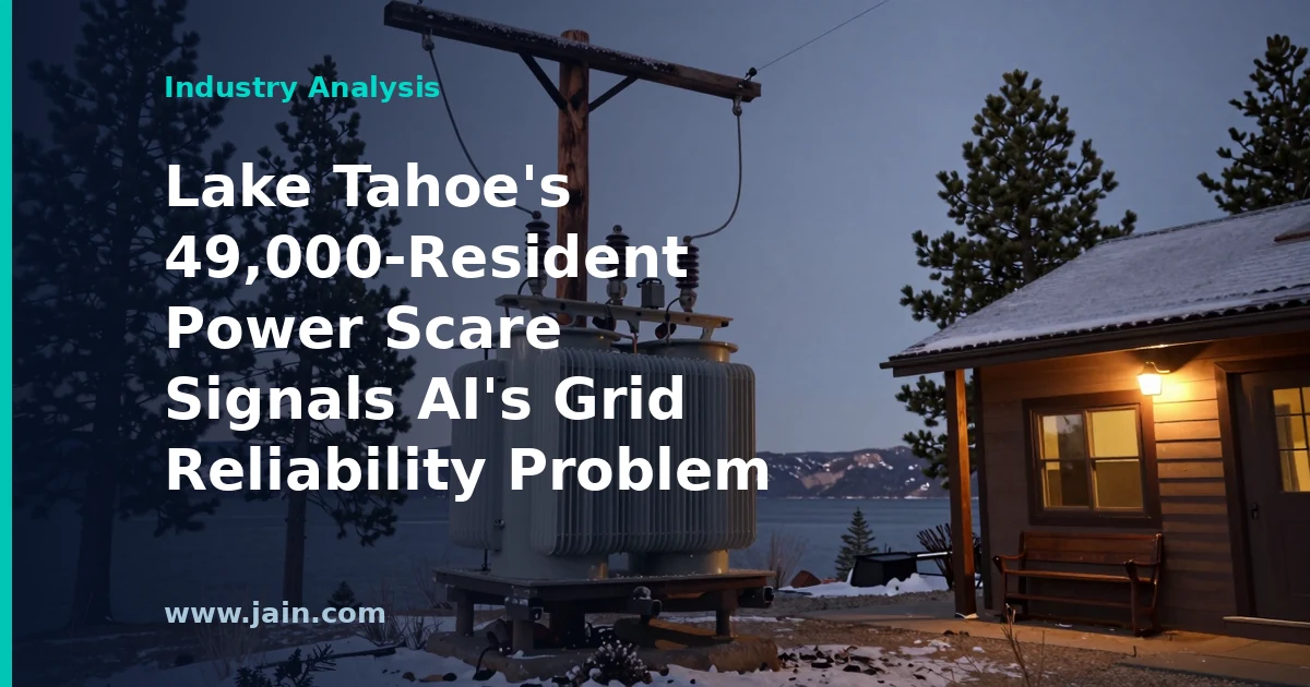 Electric transmission lines near Lake Tahoe as data center power demand strains the regional grid