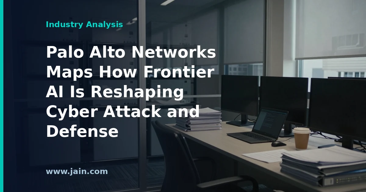 Shield and neural-network circuitry motif representing frontier AI cybersecurity defense