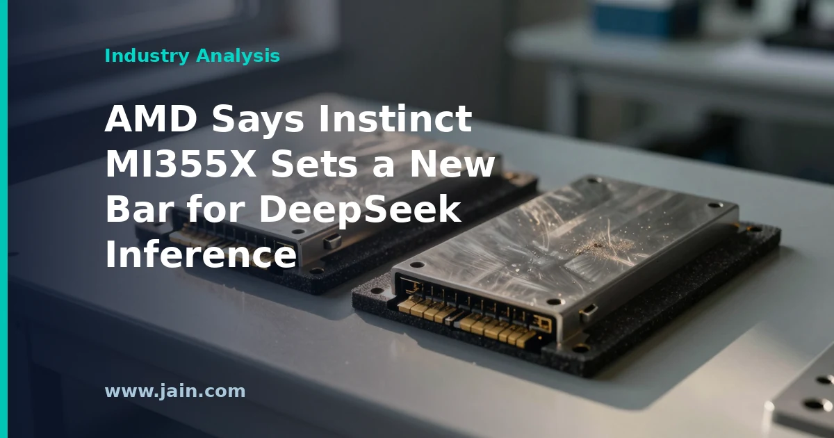 AMD Instinct MI355X GPU accelerator card representing record DeepSeek AI inference performance