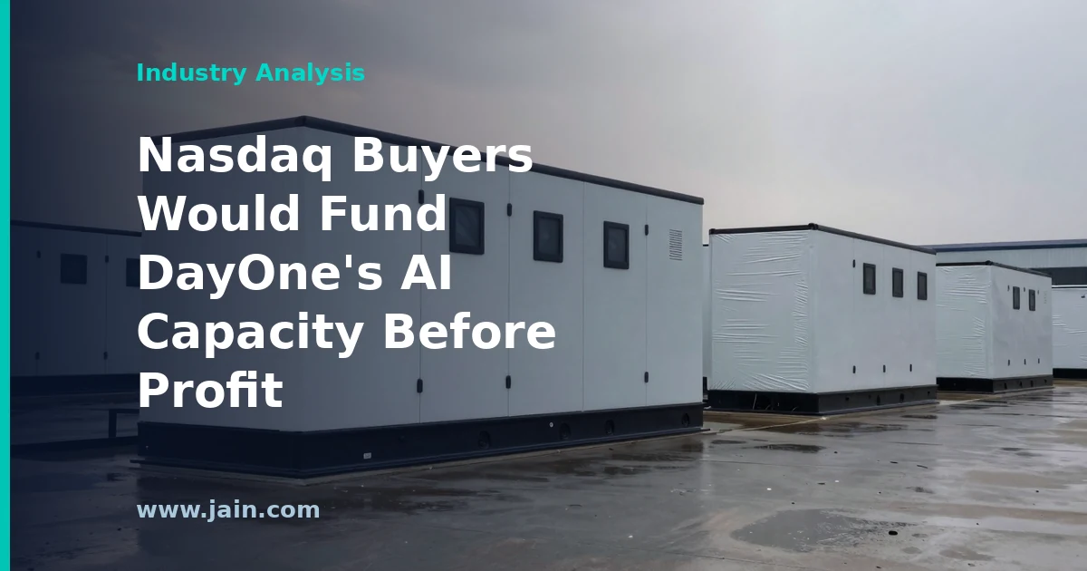 DayOne data center campus in Asia with Nasdaq IPO filing overlay, illustrating its $77.2M first-half net loss