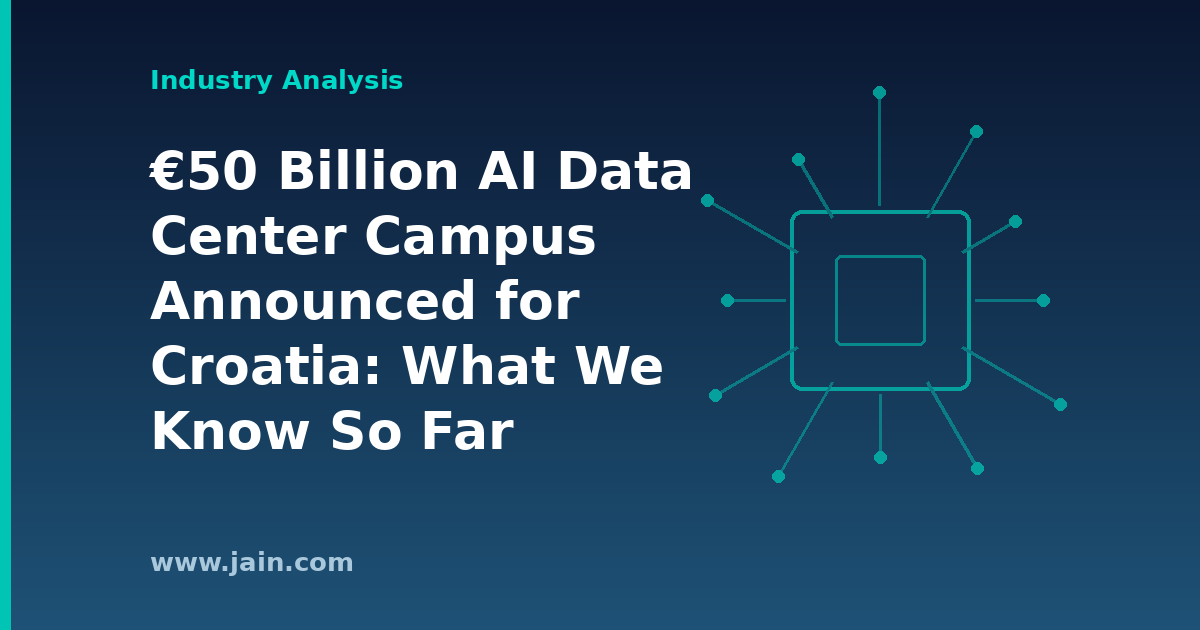 Hyperscale AI data center campus concept on the Croatian coast representing the announced €50 billion investment