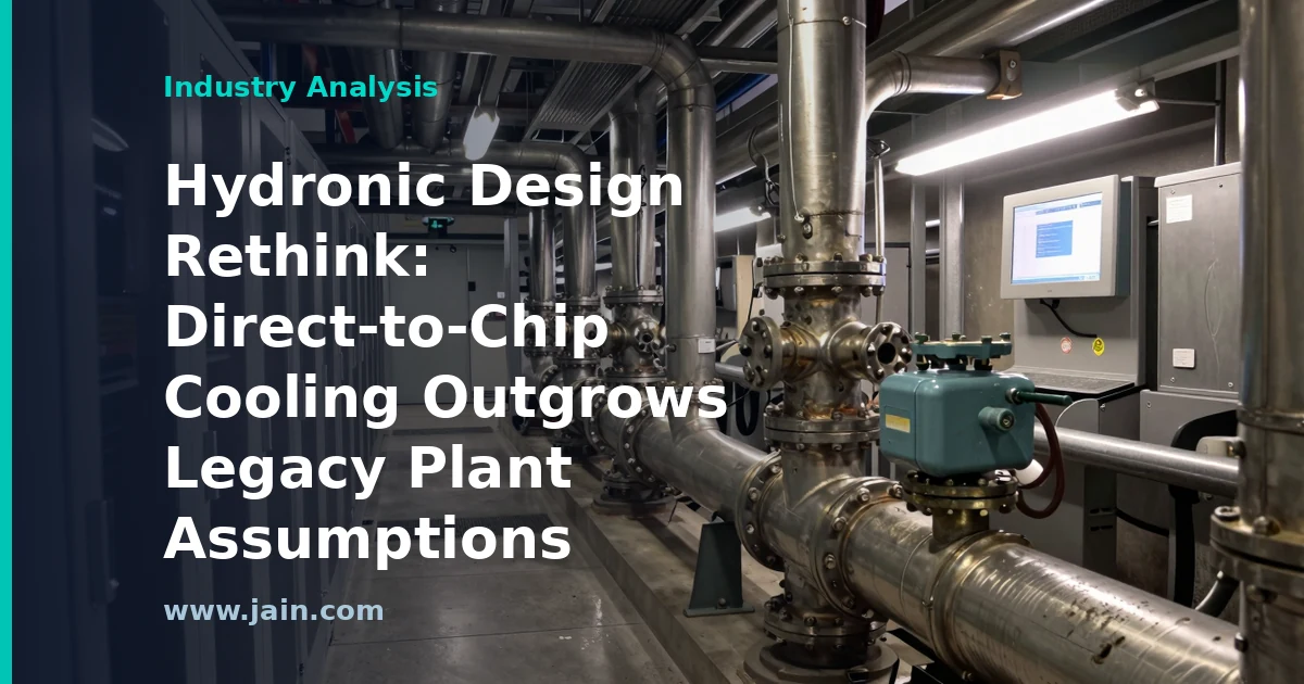 Hydronic piping and coolant loops serving direct-to-chip liquid cooling in a data center
