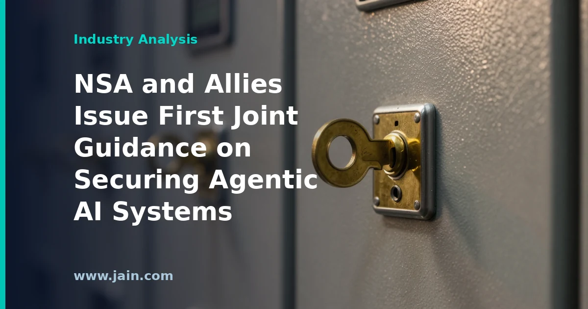 Government shield emblem over interconnected AI agent nodes, symbolizing joint agentic AI security guidance